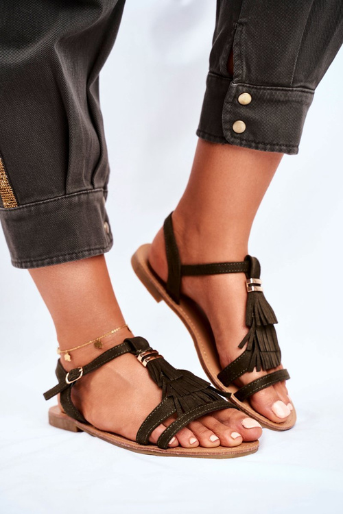 Women's Sandals Eko-suede Boho Green Lucami