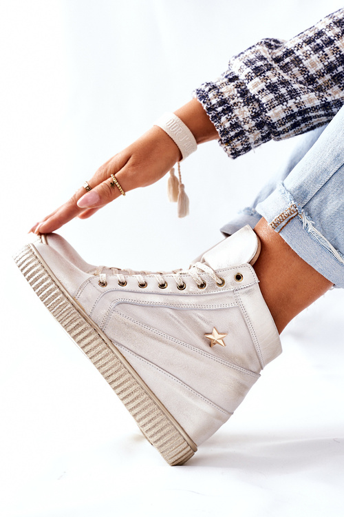 Women's Sport Leather Shoes Lewski Gold 3079