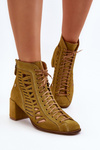 Suede Laced Booties Maciejka 05508-24 Olive