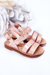 Children's Shiny Sandals Snake Pattern Pink Natalie
