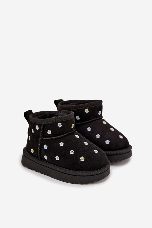 Children's snow boots with flowers black Gracina