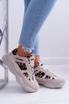 Sporty Women's Leopard Shoes Beige Thai