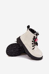 Insulated Kids' Patent Leather Boots with Buckle Bear White Jovellea