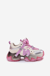 Ladies Leather Sneakers On Chunky Sole Pink GOE RR2N4030
