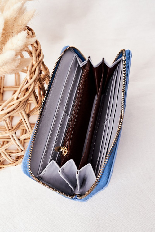 Large Quilted Women's Wallet Blue