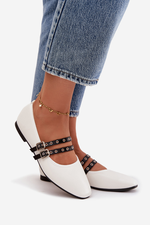Women's Balerinas With Straps White Deliora
