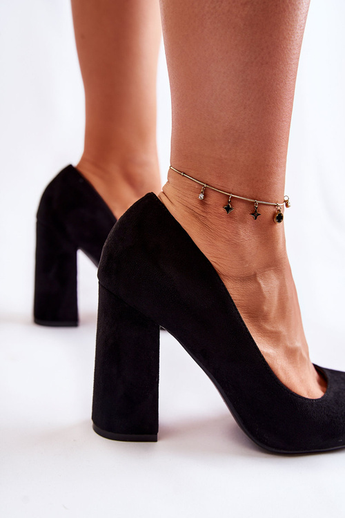 Classic Suede Pumps On Heel Black Reiser