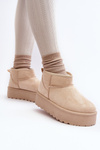 Women's Snow Boots On Platform Light Beige Mennja