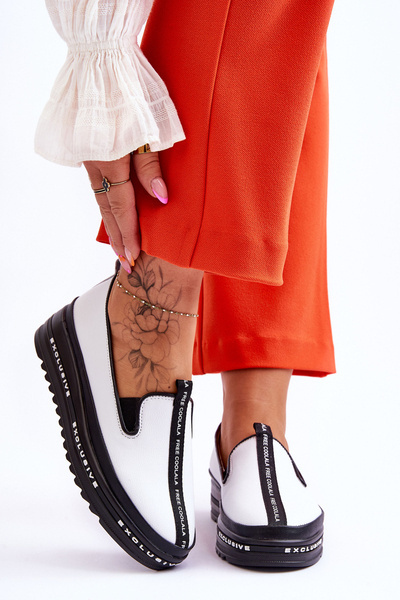 Women's Slip-on Leather Sneakers White Nathalie