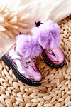 Children's Boots Insulated With Fur Purple Rosea