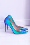 Lu Boo Women's Stilettos Pointed Green Petrol Glam