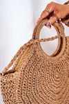 Braided Round Bag BRUNO ROSSI Camel