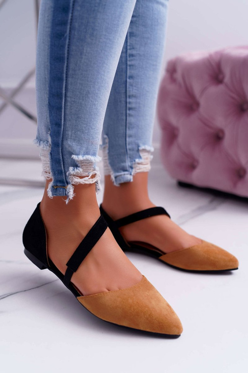 Lu Boo Ballerinas Pointed Suede Camel Carana