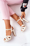 Elegant Sandals On A Block Heel Beige Anastasia