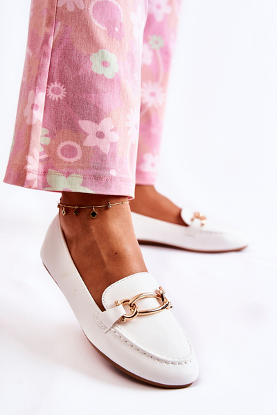 Leather Loafers With Decoration White Millario