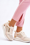 Leather Low Wedge Sports Shoes Beige Braylen