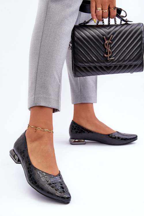 Leather Ballet Flats Black Vaani