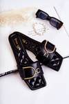 Women's Classic Leather Slippers With Decoration Black Shilla