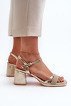 Women's High Heel Sandals with Shiny Gold Strap Tessata