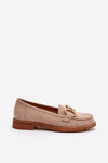 Women's Suede Moccasins with Beige Decoration Echonesa