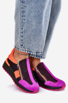 Sneakersy Damskie Na Platformie Skórzane Fuksja Maciejka 06767-15