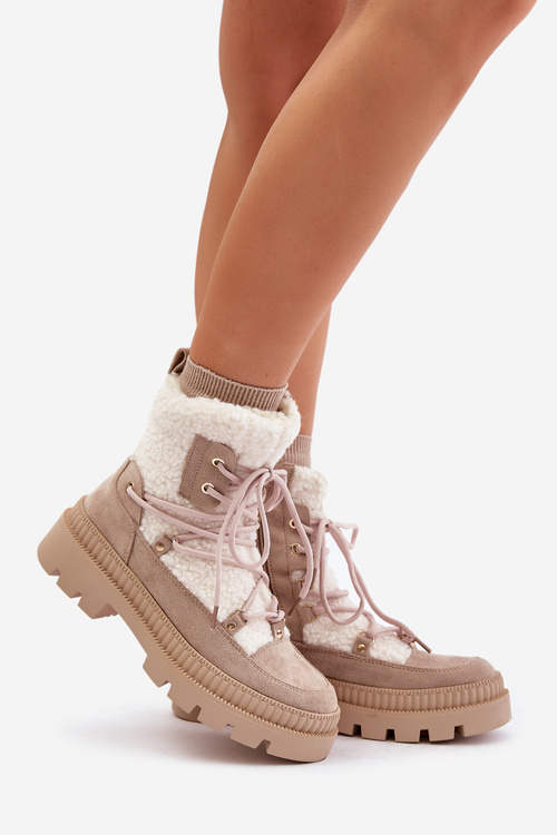 Boots With Fur Shearling Beige Merilana