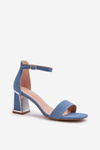 Denim Sandals with Heel Blue Pholia