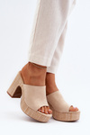 Women's Sandals on Chunky Heel Beige Siobhan