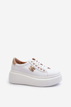 White Women's Leather Platform Sneakers Pernalia