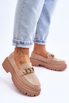 Women's Suede Platform Loafers Beige Larey
