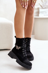 Insulated Ankle Boots Workers With Decoration Black S.Barski HY42-281