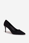 Women's heels made of eco suede Black Elvessa