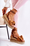 Sandals Suede Wedge Camel Natina