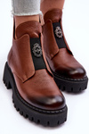 Women's Leather Boots with Ornament Brown Lusanna