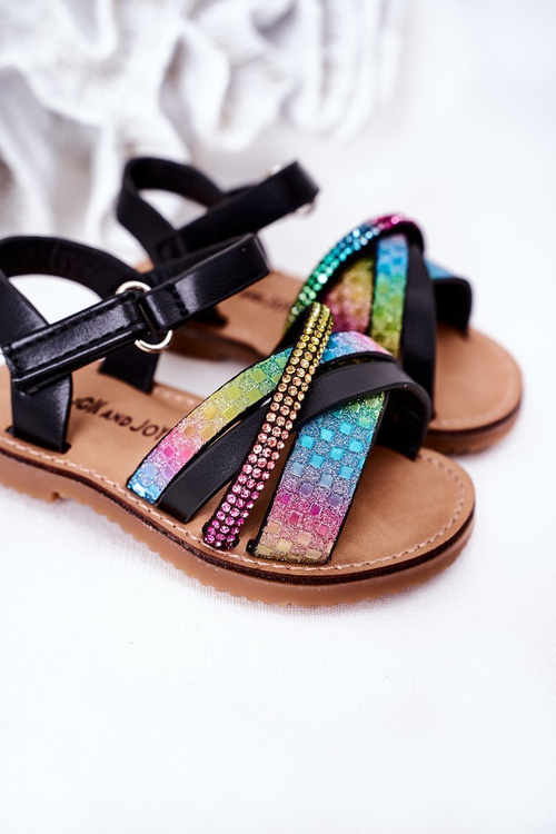Children's Sandals With Sequins Black Becky