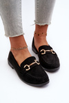Women's Loafers on Flat Heel with Embellishment Black Aviole
