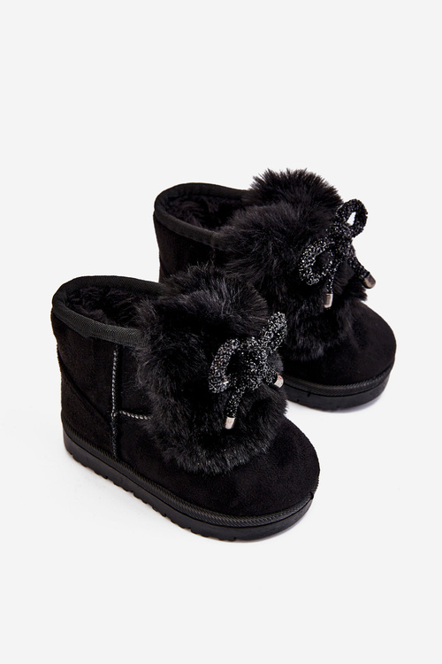 Children's Snow Boots Insulated With Fur Suede Black Amelia