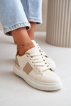 Sneakersy Na Platformie Modne Eko Skórzane Brązowe Nevisase