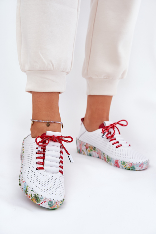 Ladies Leather Wedge Shoes Artiker 56C1799 White-Silver