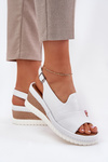 Ladies Leather Wedge Sandals Artiker White 56C0918