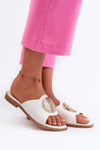 Women's Flat Sandals with Embellishment White Rivashea