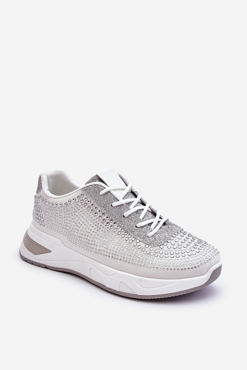 Sneakersy Damskie Cyrkonie Białe Raiden