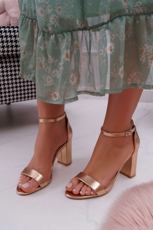 Sandały Damskie Na Słupku Klasyczne Champagne Fiji