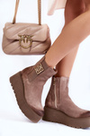 Women's Suede Boots On The Massive Platform Bright brown Savira 