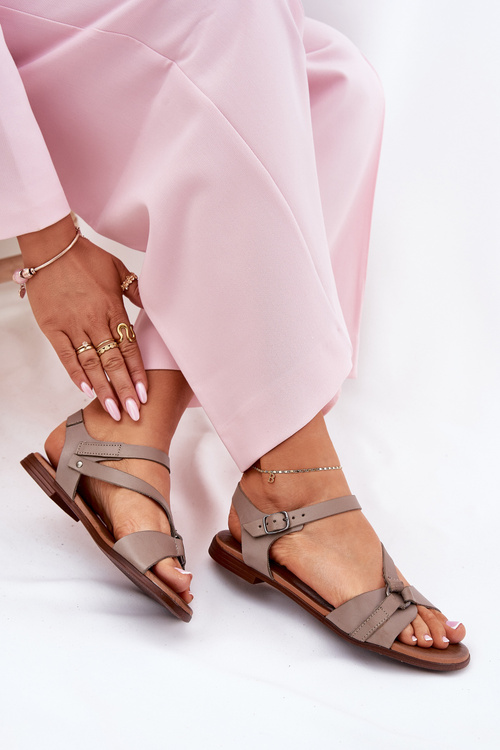 Zazoo 40182 Leather Women's Sandals Dark Beige