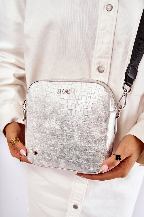 Leather Messenger Bag With Heart GOE ZNJ014 Silver