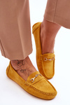 Suede Loafers With Ornament Yellow Eleina 