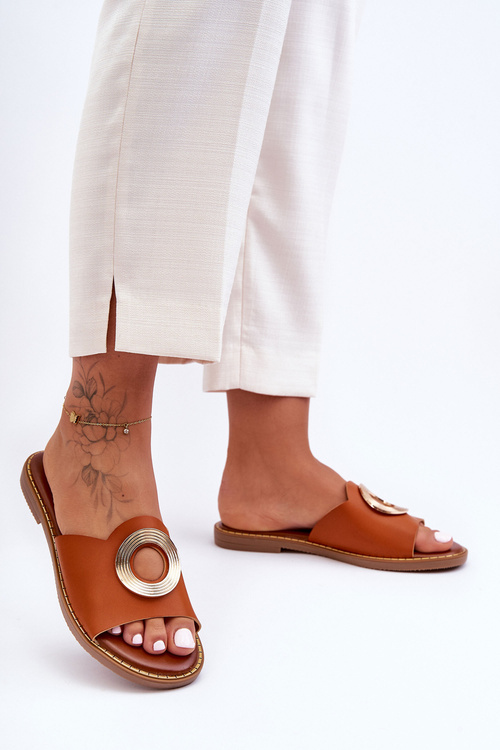 Women's Slip-Ons With Round Embellishment Camel Donatell