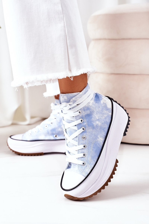 Sneakers On A Platform Blue With A Tie-Dye Effect Electric Love