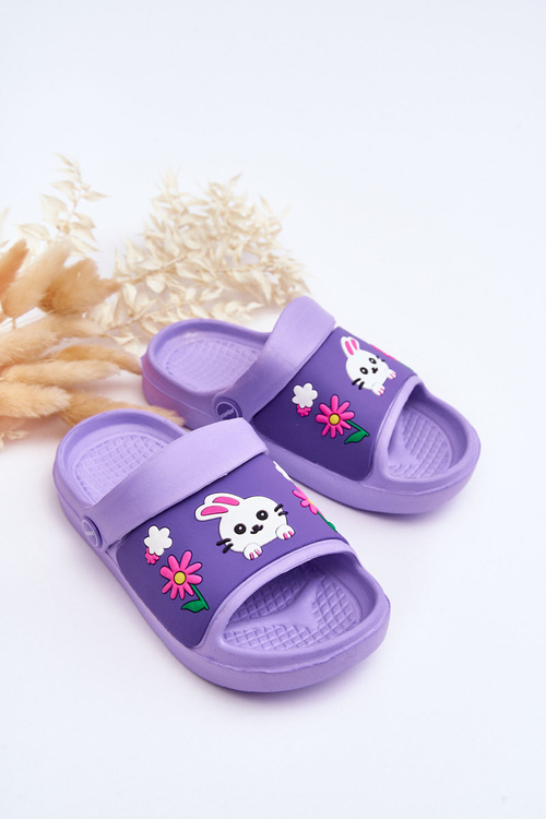 Light Children's Slides Sandals With Animal Motif Violet Rico